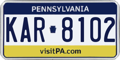 PA license plate KAR8102