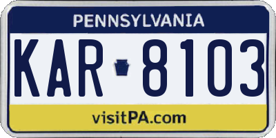 PA license plate KAR8103
