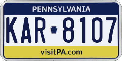 PA license plate KAR8107