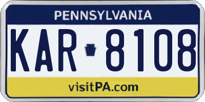 PA license plate KAR8108