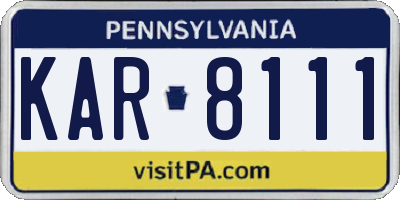 PA license plate KAR8111