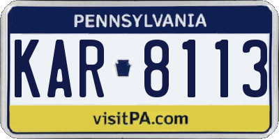 PA license plate KAR8113