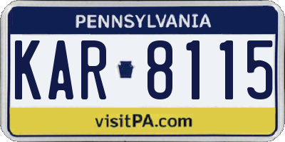 PA license plate KAR8115