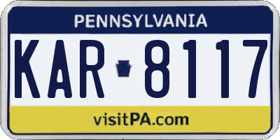 PA license plate KAR8117