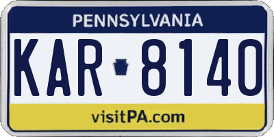 PA license plate KAR8140