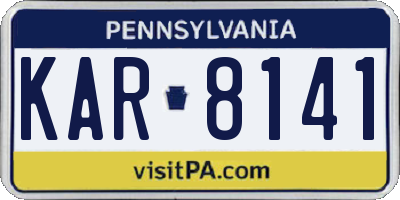 PA license plate KAR8141