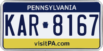 PA license plate KAR8167