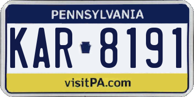 PA license plate KAR8191