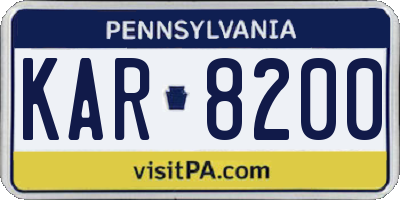 PA license plate KAR8200