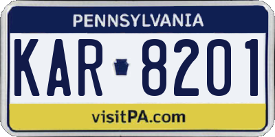 PA license plate KAR8201