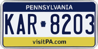 PA license plate KAR8203