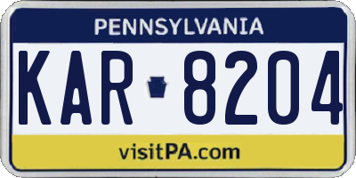 PA license plate KAR8204