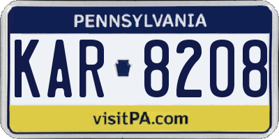 PA license plate KAR8208