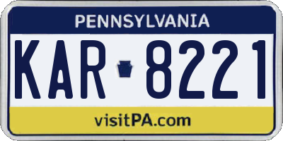 PA license plate KAR8221