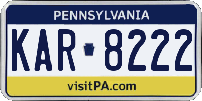 PA license plate KAR8222