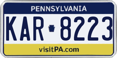 PA license plate KAR8223