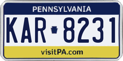 PA license plate KAR8231