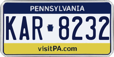 PA license plate KAR8232