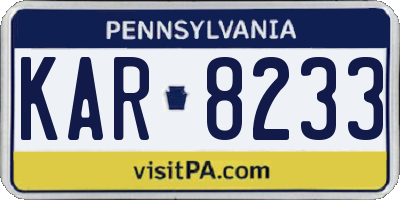 PA license plate KAR8233