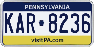 PA license plate KAR8236