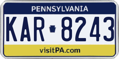 PA license plate KAR8243