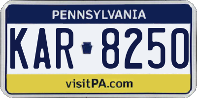 PA license plate KAR8250
