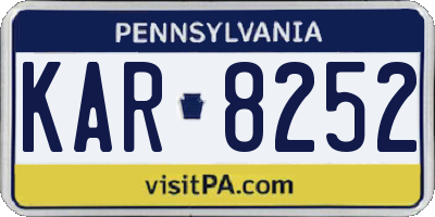 PA license plate KAR8252