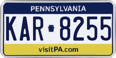 PA license plate KAR8255