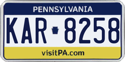 PA license plate KAR8258