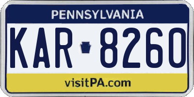 PA license plate KAR8260