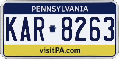PA license plate KAR8263