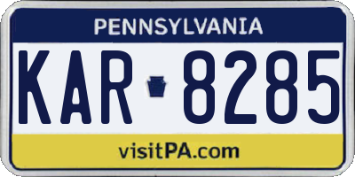 PA license plate KAR8285