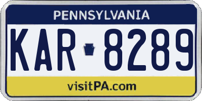 PA license plate KAR8289