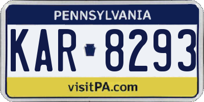 PA license plate KAR8293