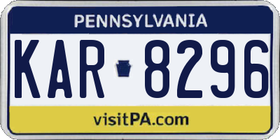 PA license plate KAR8296