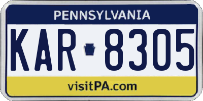 PA license plate KAR8305