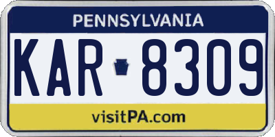 PA license plate KAR8309