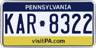 PA license plate KAR8322