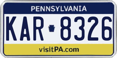 PA license plate KAR8326