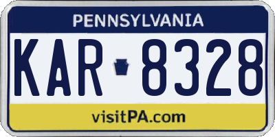 PA license plate KAR8328