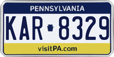 PA license plate KAR8329