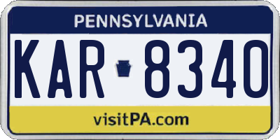 PA license plate KAR8340