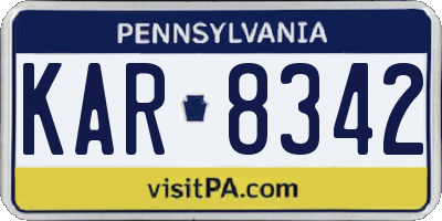 PA license plate KAR8342