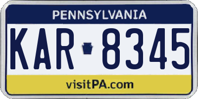 PA license plate KAR8345