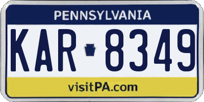 PA license plate KAR8349