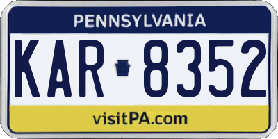 PA license plate KAR8352