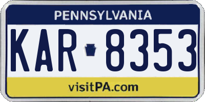 PA license plate KAR8353