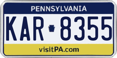 PA license plate KAR8355
