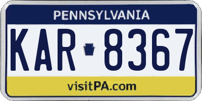 PA license plate KAR8367