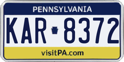 PA license plate KAR8372